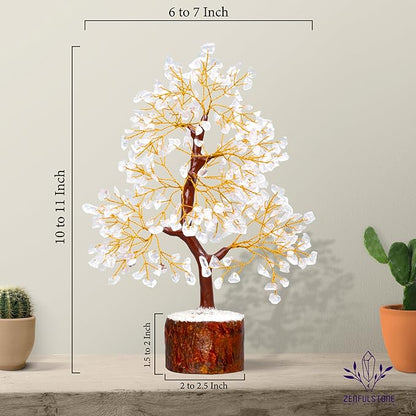 Clear Quartz Tree of Life for Home, Office, and Desk Décor | Handmade Bonsai for Clearity, Positive Energy & Focus | Perfect Concentration Gift for Mom