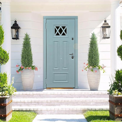 Artificial Cedar Topiary 3 FT Faux Cedar Trees for Outdoor Planters Evergreen Plant, 36 inch UV Rated and Lush Fake Cypress Tree Shrubs for Gateway Front Door Porch Patio Garden, Set of 2