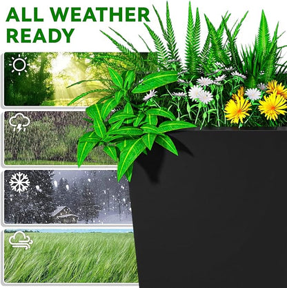 Metal Planter 2 Pack, 15L x 15W x 30H, Heavy Duty Tall Planters for Outdoor Plants, Black Planters with Removable Insert Shelf, Large Planters with Drainage Holes for Porch, Patio, Black