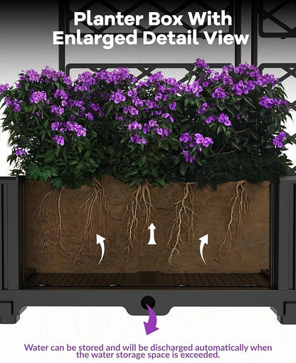 3 PCS Raised Garden Bed with Trellis, 50 in W x 63"Tall Plastic Planter Box for Climbing Plants, Outdoor Vertical Garden with Privacy Screen for Patio, Balcony, Backyard – Sturdy & Lightweight