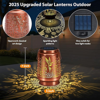 Solar Lantern Outdoor Lamp Waterproof Decorations Garden Decor, Christmas Birthday Gifts for Women, Mom, Grandma Decorative Garden, Yard, Patio, Lawn, Balcony Porch - Hummingbird B