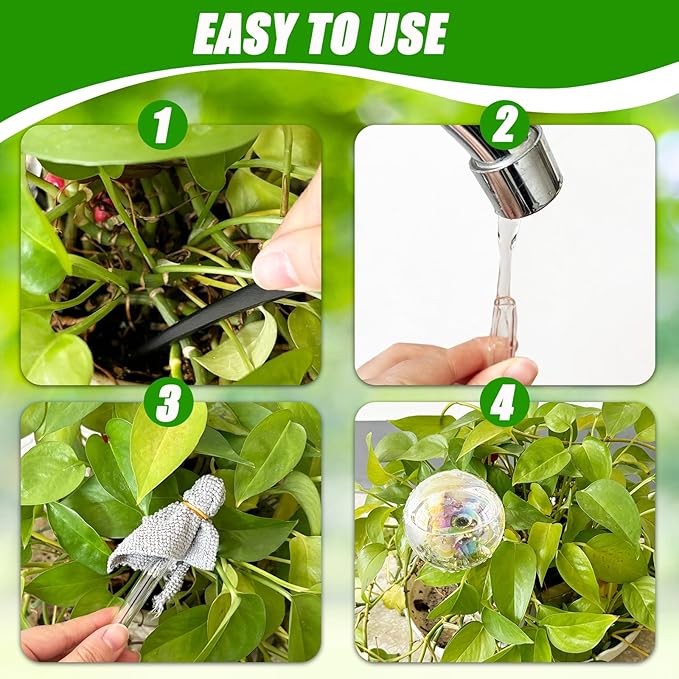 4 Pcs Large Plant Watering Globes,Self Watering Planter Insert Plant Accessories,Rainbow Gradient Glass Watering Devices for Vacation,Travel,Indoor,Outdoor,Home,Garden,10.6" L×3.15" D