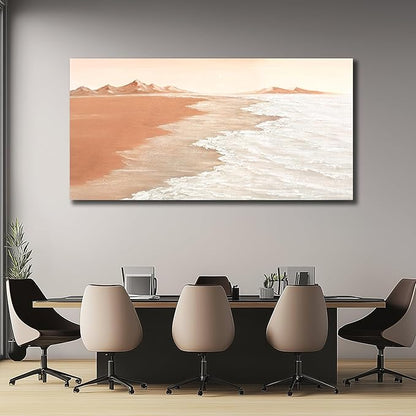 Belmrxne Large Coastal Wall Art White Wave Wall Decor Aesthetic Landscape Canvas Painting Hanging Artwork for Living Room Bedroom Dining Room Office Home Decor 30x60 Inch