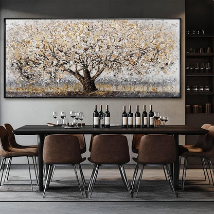 Tree Framed Wall Art Floral Wall Decor Vintage Art Pictures 32"x70" Wall Prints for Living Room Artwork for Dining Room