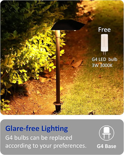 Landscape Path Lights Low Voltage, 12V Wired Outdoor Landscape Pathway Lighting for Outside Yard Walkway Driveway with Replaceable 5W 3000K Warm White LED G4 Bulb, Aluminum, Bronze, 6PK