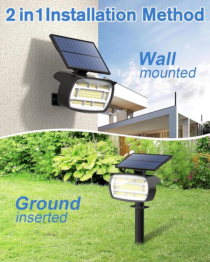 Fabrito Solar Spot Lights Outdoor 136 LEDs, Big Brighter Lighting Solar Lights Outdoor, 6 Pack IP65 Waterproof Landscape Spotlights Auto On/Off for Yard, Garden, Pathway, Plants,Tree (Cool White)