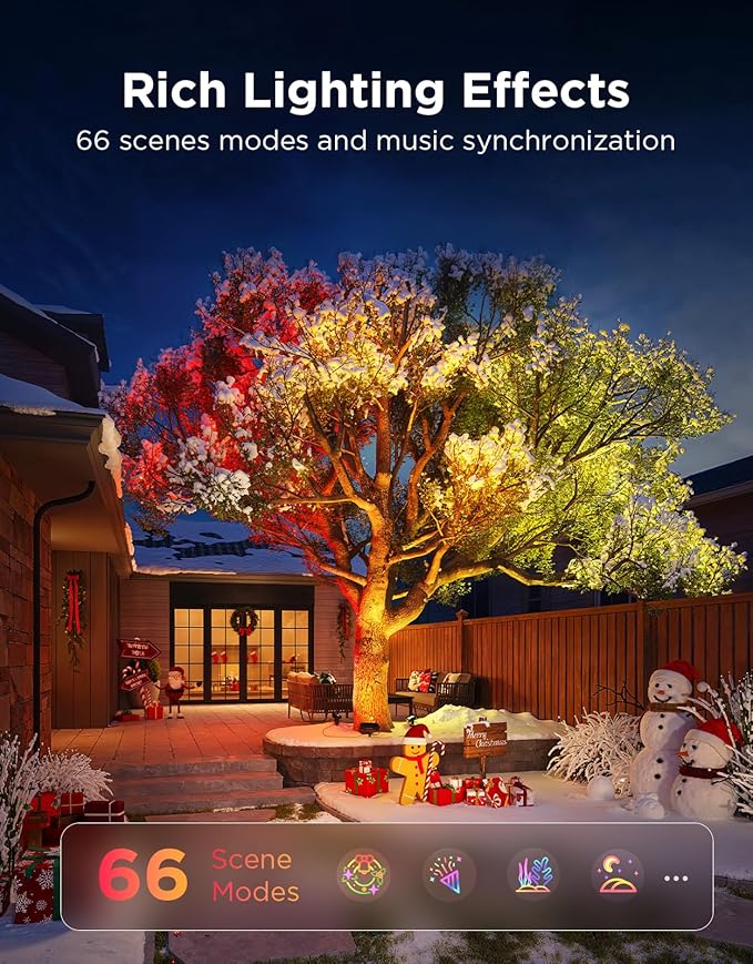 Govee Outdoor Tree Lights 3-Pack, RGBWIC LED Landscape Lighting, IP67 Waterproof, Outdoor Lights for Yard Patio Garden, 66 Scene Modes with App Control, Works with Alexa, Google Assistant, Matter