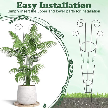 4 Pack Metal Trellis for Climbing Potted Plants Indoor Outdoor - 30 Inch Rustproof Garden Stakes, Plant Support for Monstera Pothos Ivy Hoya Vines, Potted Houseplant