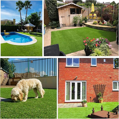 Artificial Grass Rug Outdoor Indoor 11FTX56FT Fake Grass Carpet Green Synthetic Grass Pet Turf Realistic Faux Grass Rug with Drain Holes for Garden Lawn Landscape Balcony Home Decor Patio