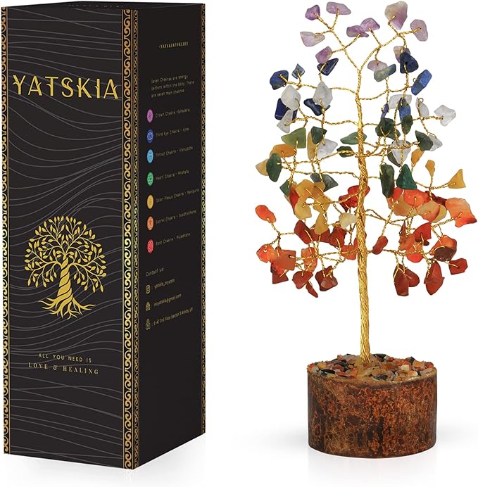 Seven Chakra Tree - Chakra Tree of Life - Crystal Tree for Positive Energy - Gemstone Tree - Chakra Money Tree - Mini Naturals Trees - Crystal Trees As Home Decor