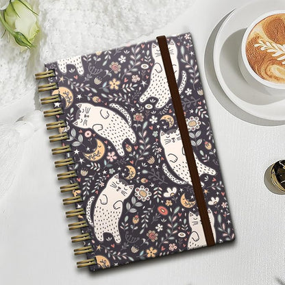 Cute Spiral Journal Notebook,Binding with Premium Paper for Girl Women,Cool Funny 120 Pages,100gsm A5 College Ruled NotebookJournal,Perfect for Gifts Nurse Teacher Women(Cute Cat)