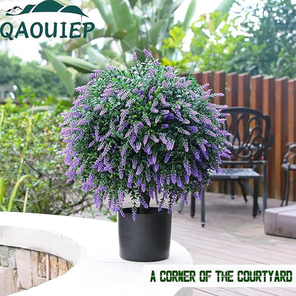 Real Touch 24" Artificial Lavender Trees (2-Pack) – Lifelike UV-Resistant Artificial Plant Featuring a Natural Wood Trunk – Perfect for Front Porch, Patio & Home Decor