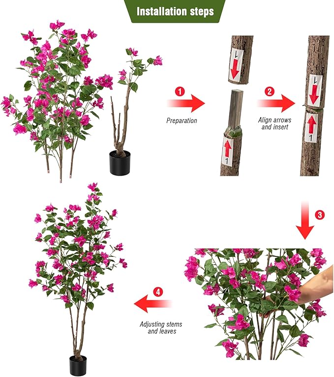 Fake Tree Bougainvillea Artificial 5 Feet Tall Fake Plant Faux Trees Indoor Faux Bougainvillea Artificial Trees Tall Artificial Plants Indoor Applies to Indoor Home Decor Office Hotel Decor