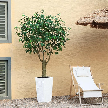 Ficus Artificial Trees Indoor Outdoor, 7ft Tall Fake Plants, Fake Ficus Silk Tree for Home Office Garden Patio Outdoor Modern Decor, 1 Pack