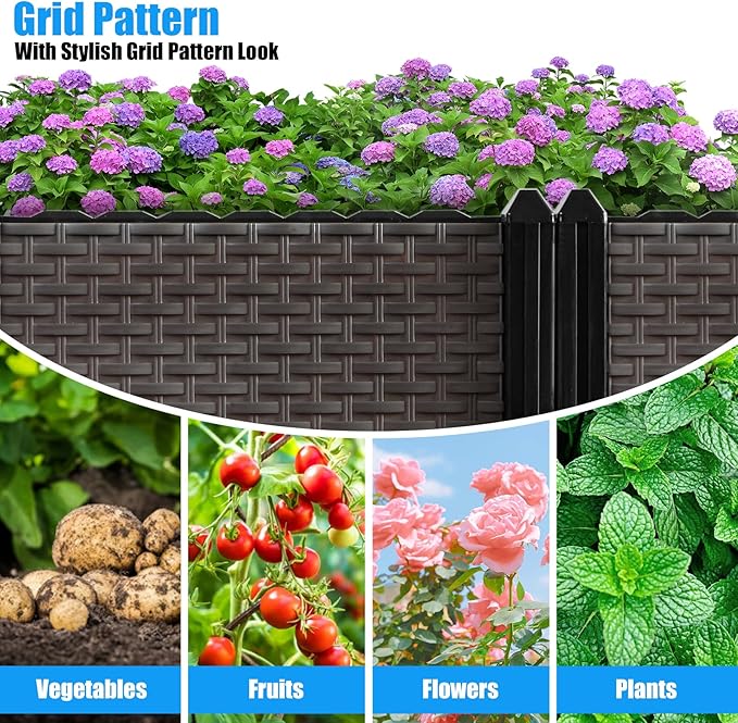 Large Raised Planter Box Outdoor Self Watering 78.7"x15.7"x19.7", Deep Raised Garden Bed - Elevated Garden Box with Drainage Plug, Rectangular Garden Planter Perfect for Patio Balcony Deck