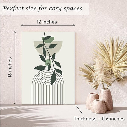 Induslyfe Large Framed Boho Canvas Wall Art Set of 3, Mid Century Modern room Decor, Minimalist Geometric Abstract Boho Bathroom wall art Canvas Prints Ready To Hang Bedroom decor (Sage Green,