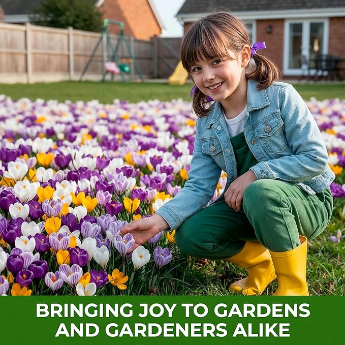 Giant Crocus Bulb Mix, 25 Exclusive Flower Bulbs, Mix of 5 Varieties from Holland, Real Hardy and Perennial Crocus Tubers/Flowers (no Seeds) for Garden, Pots and Balcony