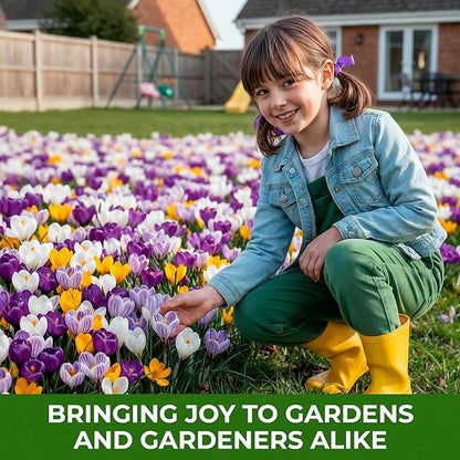 Dutch Bulbs Giant Crocus Bulb Mix, 100 Exclusive Flower Bulbs, Mix of 5 Varieties from Holland, Real Hardy and Perennial Crocus tubers/Flowers (no Seeds) for Garden, pots and Balcony