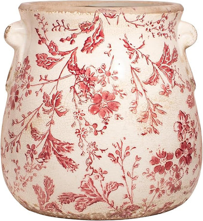 6.68in. Tuscan Planter & Room and Home Decor, Decorative Vase, Indoor/Outdoor Ceramic Plant Pot, Flower pots w/Drainage, Gifts for mom, Rustic Farmhouse & Vintage Decor, Flower vase, Red
