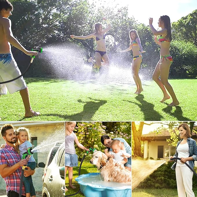 150 ft Garden Hose - 2025 New Upgraded Flexible Water Hose - Ultra Lightweight Kink-free Car Washing Pipe with 10 Function Sprayer and 3/4" Solid Brass Fittings - Durable,Leak proof Garden Hoses