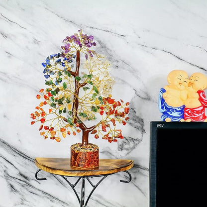 FASHIONZAADI 7 Chakra Tree of Life, Unique Reiki Gifts for Women, Gemstone Easter, Office Decor, Crystals and Stones - Meditation Feng Shui Decor,