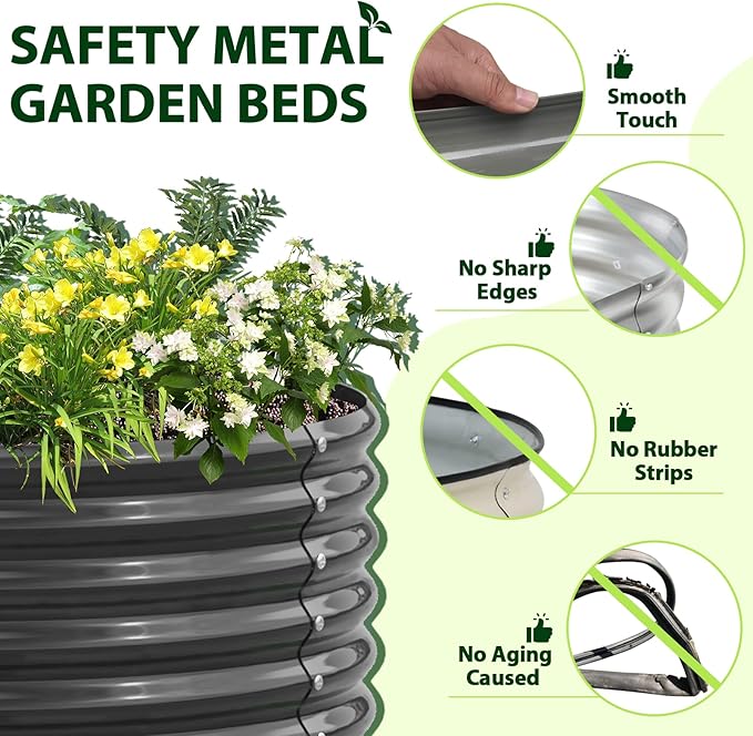 A ANLEOLIFE 6-Pack 4X4X1.5ft & 8X4X1.5ft Deep Root Galvanized Raised Garden Beds Outdoor for Planting Vegetables Flowers Herb