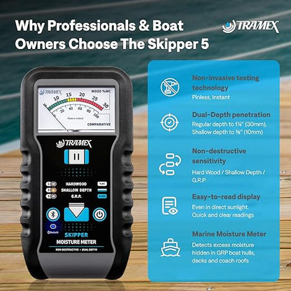 Tramex Skipper 5 Boat Moisture Meter SMM5 | Marine Instrument for Measuring Moisture Content in Wood & Glass-Reinforced Plastic (GRP)