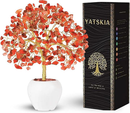Yatskia Carnelian Crystal Tree, Healing Crystals & Stones, Tree of Life, Feng Shui Decor, Birthday Gift for Mom, Desk Decor, Unique Gift for Women