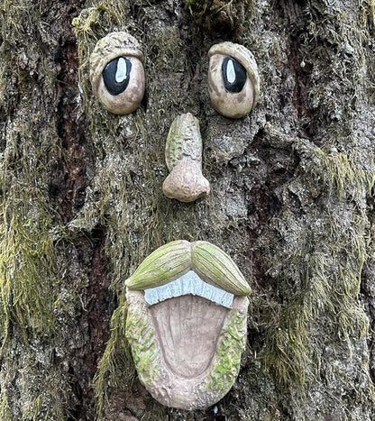 Gnome Open The Door Garden Decor Resin Tree Faces Decor Outdoor Fairy Garden Patio Lawn Porch (Tree face D)