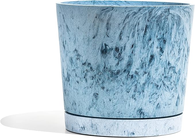 Large Plastic Pots for Plants - 100% Recycled Materials Denim Plastic Plant Pots for Indoor Outdoor Planters - Durable, UV & Frost Resistant Planting Pot, Nursery, Flower Pot, Large