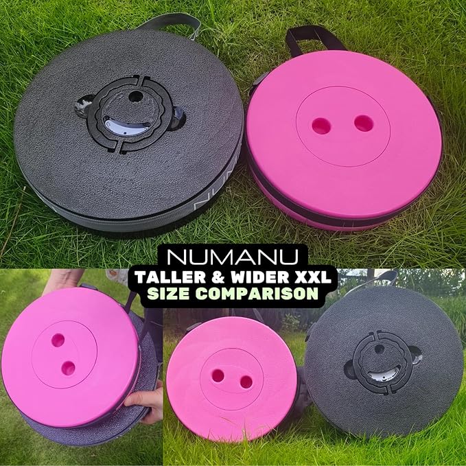 NUMANU 2025 Upgraded XXL Collapsible Stool with Cushion & Bag, 1000lbs Max Weight, 19.7" Heavy Duty Portable Retractable Telescoping Folding Seat Chair or Travel Footrest