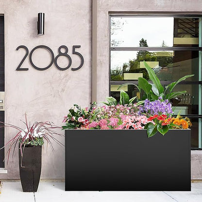 Metal Rectangular Planter Box, 38''L x16''Wx20''H Planter Boxes Outdoor Heavy Duty, Rectangular 3 Tier Adjustable Height Outdoor Galvanized Steel Plant Box, Garden Planter for Plants and Flowers