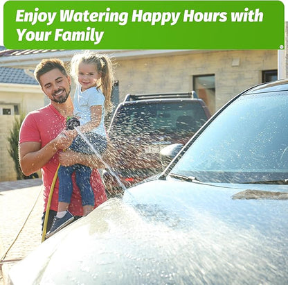 AUTOMAN-Garden-Hose-Nozzle,ABS Water Spray Nozzle with Heavy Duty 7 Adjustable Watering Patterns,Slip Resistant for Watering Plants,Lawn& Garden,Washing Cars,Cleaning,Showering Pets - Green