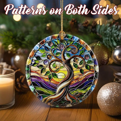 Christmas Ornaments, Dodosky 2.8in Ceramic Tree of Life Ornament, Xmas Decor, Christmas Tree Ornaments, Xmas Decorations for Tree, Holiday Ornament, Lavender Flower Gifts, Gifts for Women, Mom