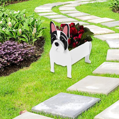 White French Bulldog Dog Planter Plant Pots,Cute Dog Flower Planter,Gifts for Pet Lovers,Unique Animal Plant Pots,Office,Indoor Outdoor Garden Decor(9.45 * 6.3 * 13.35in)