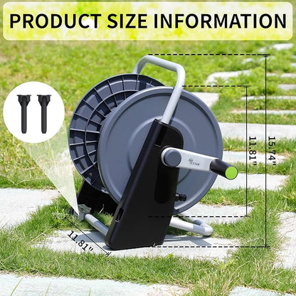 Garden Hose Reel Cart,Hose Holder Up to 50-60 Feet of 5/8" Hose,Wall Mounted Water Hose Reel,Portable Hose Reels for Outside Car Washing, Watering