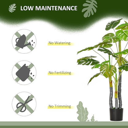 HOMCOM 4FT Artificial Monstera Tree, Faux Decorative Plant in Nursery Pot for Indoor or Décor