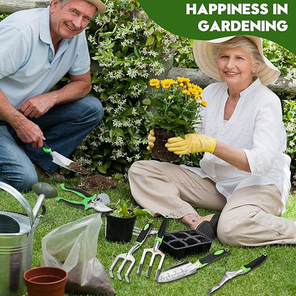 Heavy Duty Gardening Set, Featuring 9 Piece Durable Tools with Comfortable Non Slip Ergonomic Rubber Grips and A Large Tool Bag Perfect as A Family Gardening Helper