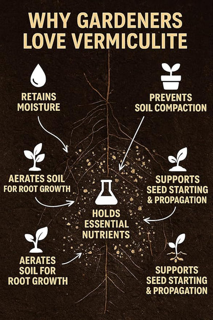 Horticultural Organic Vermiculite by GARDENERA - Medium Grade - Natural Soil Additive for Potted Plants, Orchids, Hydroponics, Terrariums (4 Quart)