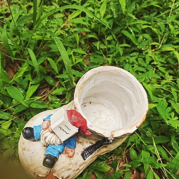 Cute Planter Pot Suitable for Indoor and Outdoor, Small gnome Resin Succulent Plant Flower pots, Decorative Fun Flower pots with Drainage Holes, Ideal Home and Garden Decoration Gifts