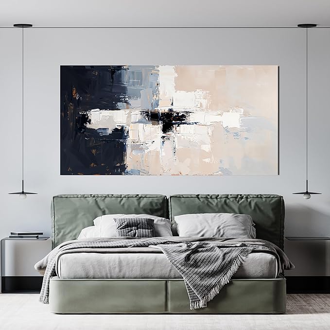 Abstract Wall Art Decor Modern Wall Art Pictures for Living Room Black and White Wall Art Decor Abstract Canvas Art Wall Decor Large White Wall Art Prints Artwork for Walls Home Office Decor 24" X 48"