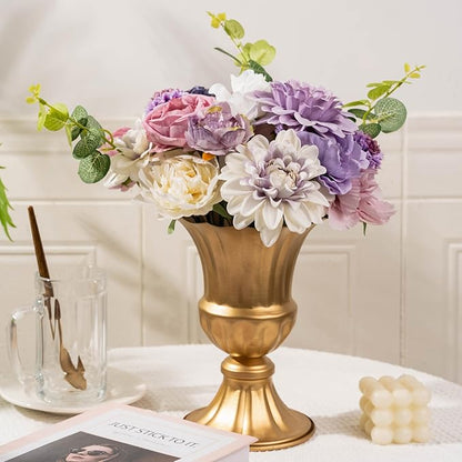 30 Pcs Artificial Flowers Combo Purple Flowers Mix Silk Flowers Dahlia Roses with Stems for DIY Wedding Bridal Bouquets, Baby Shower, Floral Arrangement, Table Centerpieces, Home Decorations