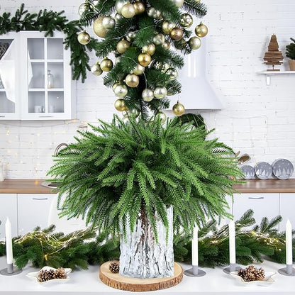 12 Bundles Artificial Plants Outdoor Faux Plants Boston Fern Summer Decor Fake Plants UV Resistant Plastic Greenery Shrubs Artificial Fake Flowers Outside Indoor for Spring Home Gardens