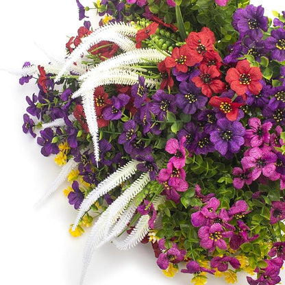 Lifelike Artificial Flowers Outdoor UV Resistant, 20-Pack Weatherproof Fade-Resistant Fake Hanging Plants for Garden Porch Decor - Realistic Mixed Colors in Hanging Baskets (Outdoor Use Verified)