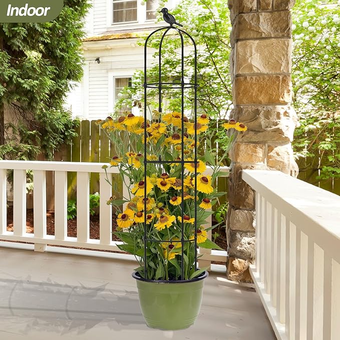 Obelisk Trellis for Climbing Plants Outdoor - 69"(H), Rustproof Trellis with Adjustable Rings, Metal Plant Support for Potted Vines, Garden Trellis Use for Outdoor or Indoor(2 Pack)