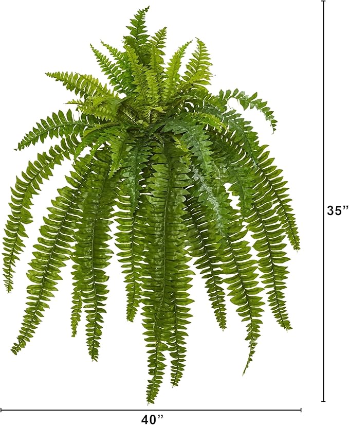 Nearly Natural 40" Artificial Boston Fern, with 50 Long Hanging 35" Fronds, Large Hanging Fake Plant Faux Fern Vines That Look Real for Home and Office Decor