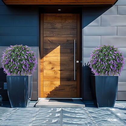 Real Touch 24" Artificial Lavender Trees (2-Pack) – Lifelike UV-Resistant Artificial Plant Featuring a Natural Wood Trunk – Perfect for Front Porch, Patio & Home Decor