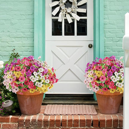 AGIRL 16 Bundles Artificial Flowers for Outdoor,No Fade Fake Plastic Flowers Faux Plants for Hanging Planters Decoration Indoor Outside Garden Porch Window Box Home Wedding