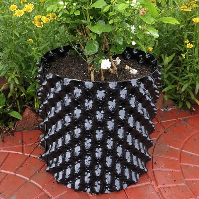 Plant air pruning pot, honeycomb porous structure design, improve root system development, prevent decay, suitable for flowers/vegetables/seedlings, farm planting solutions (Black, 12inches-5G-6P)