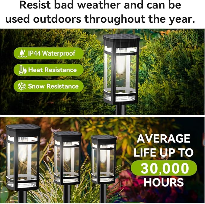 EXCMARK Solar Lights Outdoor Waterproof for Garden Pathway Walkway Driveway Yard Lawn Decorative Landscape Lighting. (Cool White Light, 2)
